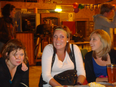 Sophie, Zoe and Debbie catching up